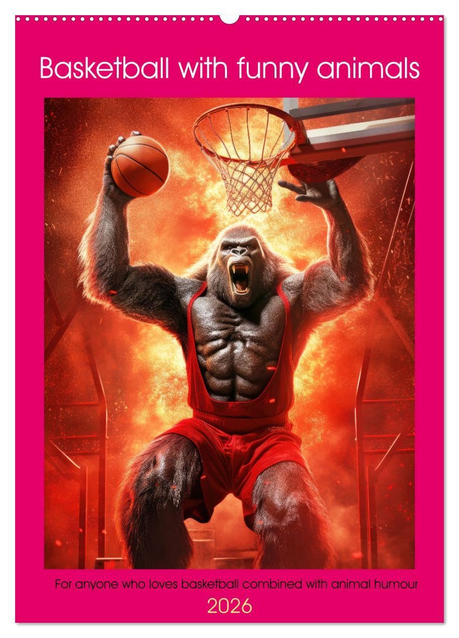 Basketball with funny animals (Wall Calendar 2026 DIN A2 portrait), CALVENDO 12 Month Wall Calendar: For anyone who loves basketball combined with animal humour Books