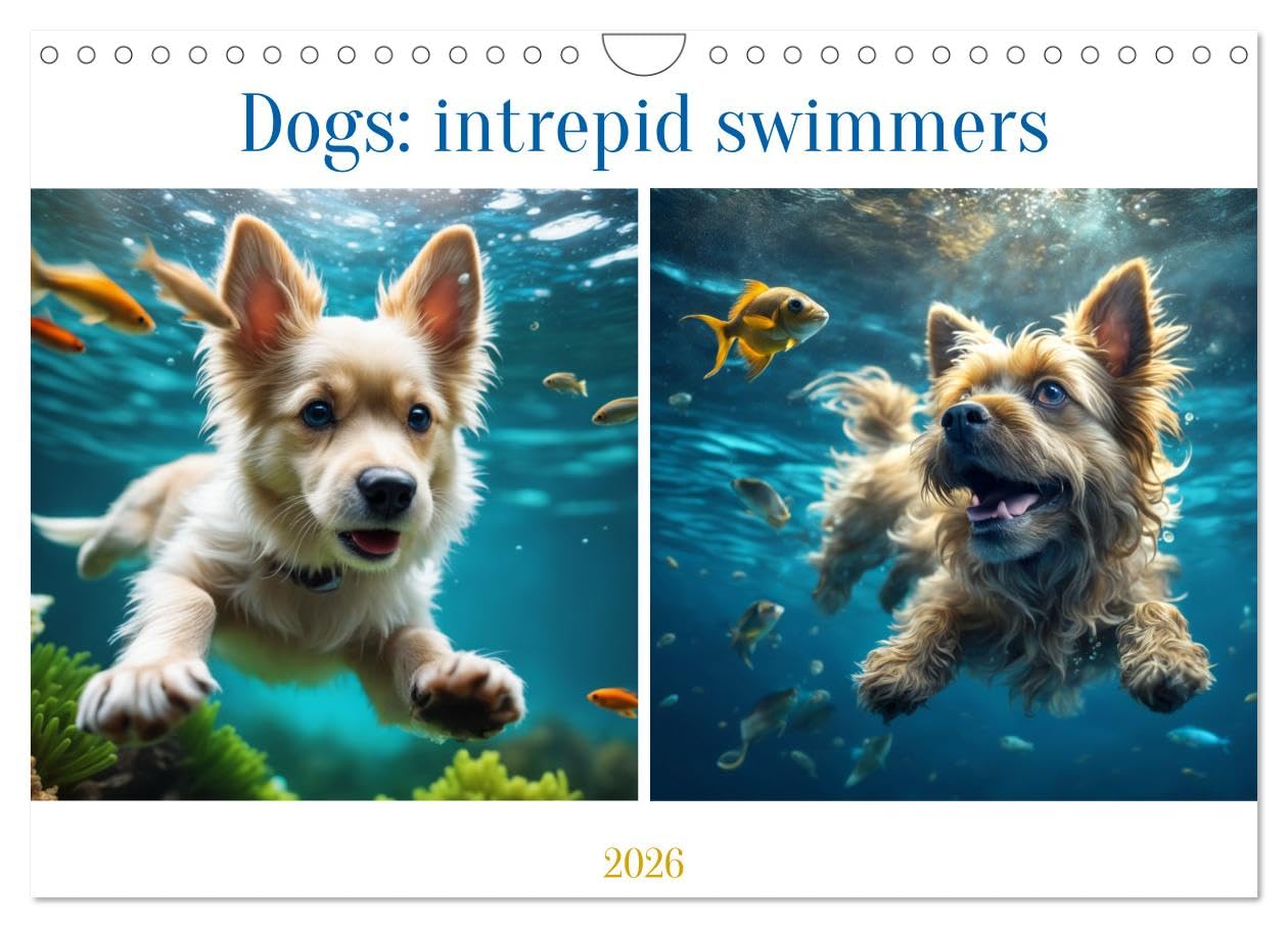 Dogs: intrepid swimmers (Wall Calendar 2026 DIN A4 landscape), CALVENDO 12 Month Wall Calendar: Discover the magic of dogs underwater. Film, Art & Culture