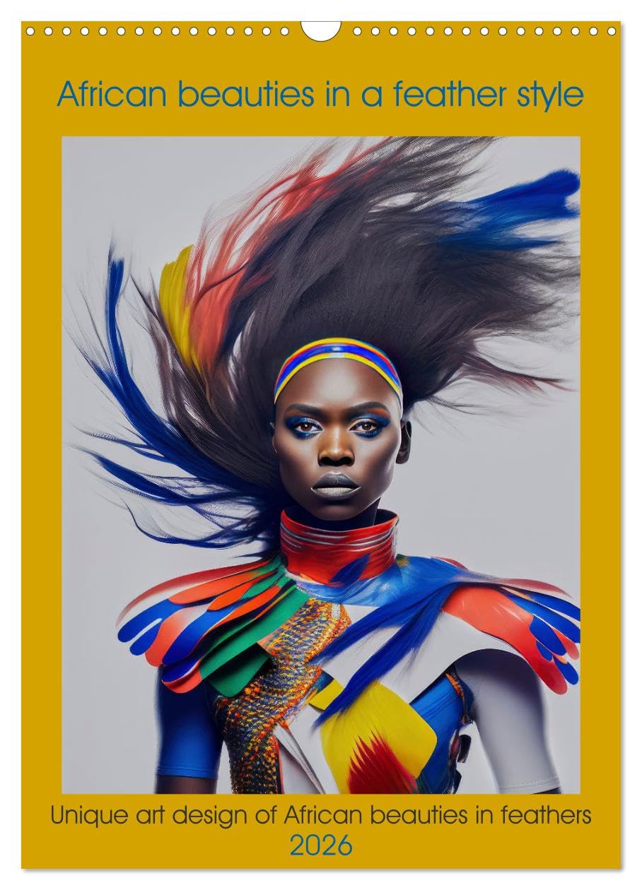African beauties in a feather style (Wall Calendar 2026 DIN A3 portrait), CALVENDO 12 Month Wall Calendar: Unique art design of African beauties in feathers Social Sciences