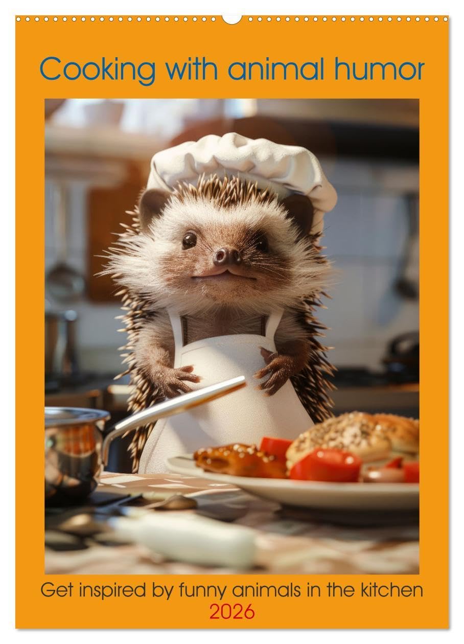 Cooking with animal humor (Wall Calendar 2026 DIN A2 portrait), CALVENDO 12 Month Wall Calendar: Get inspired by funny animals in the kitchen Leisure, Home & Garden