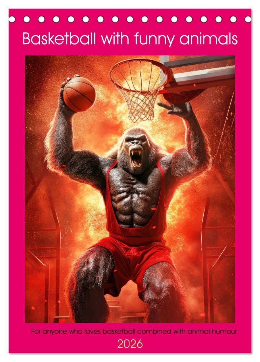 Basketball with funny animals (Desk Calendar 2026 DIN A5 portrait), CALVENDO 12 Month DeskCalendar: For anyone who loves basketball combined with animal humour Books