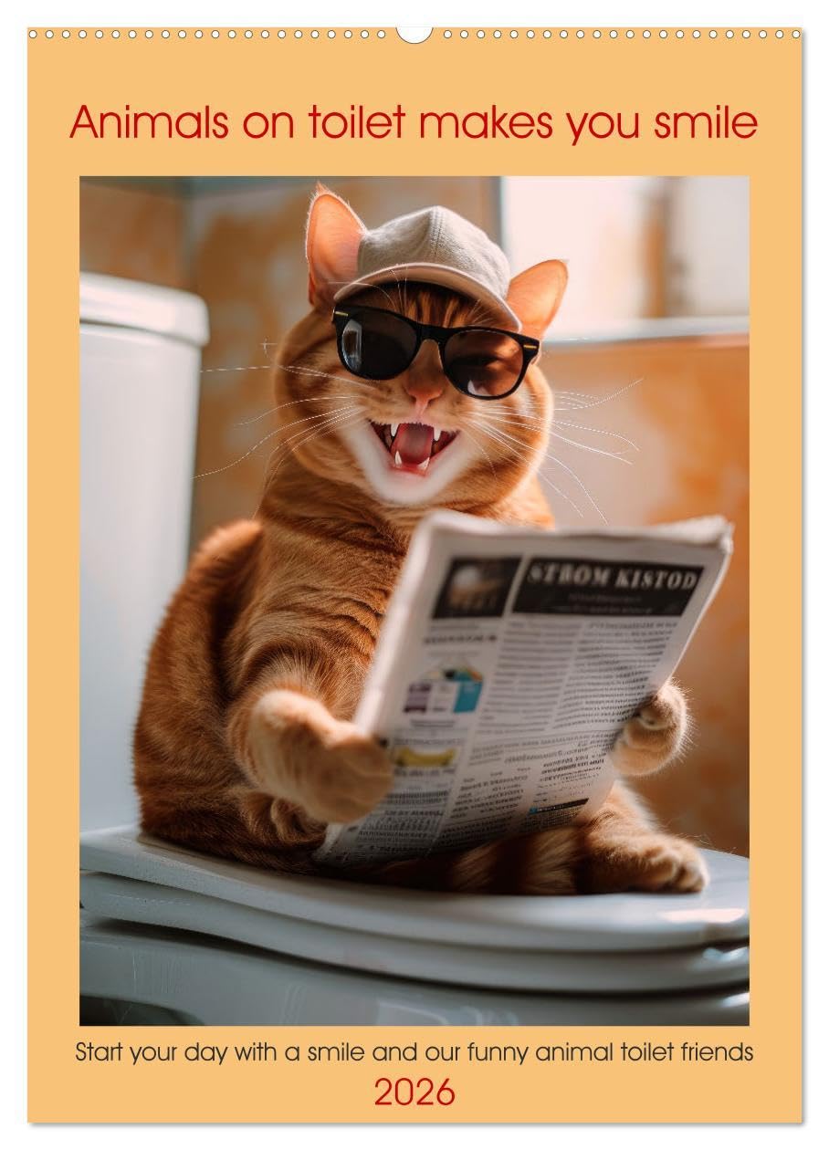 Animals on toilet makes you smile (Wall Calendar 2026 DIN A2 portrait), CALVENDO 12 Month Wall Calendar: Start your day with a smile and our funny animal toilet friends Psychology