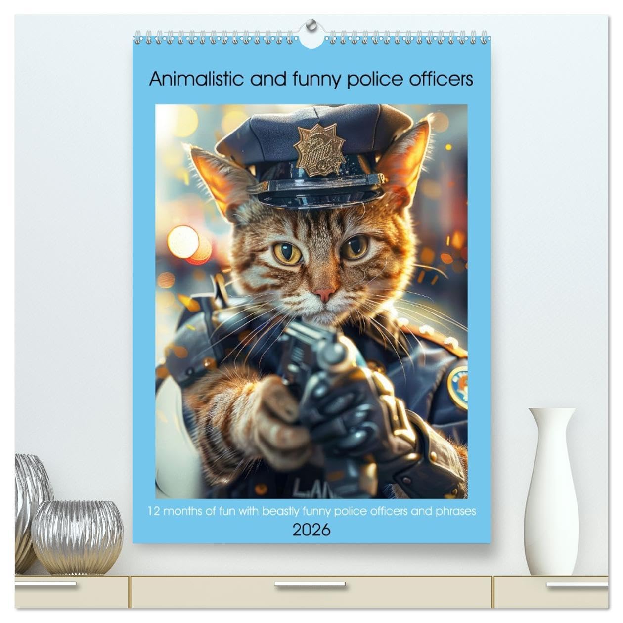 Animalistic and funny police officers (High Quality Premium Wall Calendar 2026 DIN A2 portrait),CALVENDO 12 Month Wall Calendar: 12 months of fun with beastly funny police officers and phrases Law