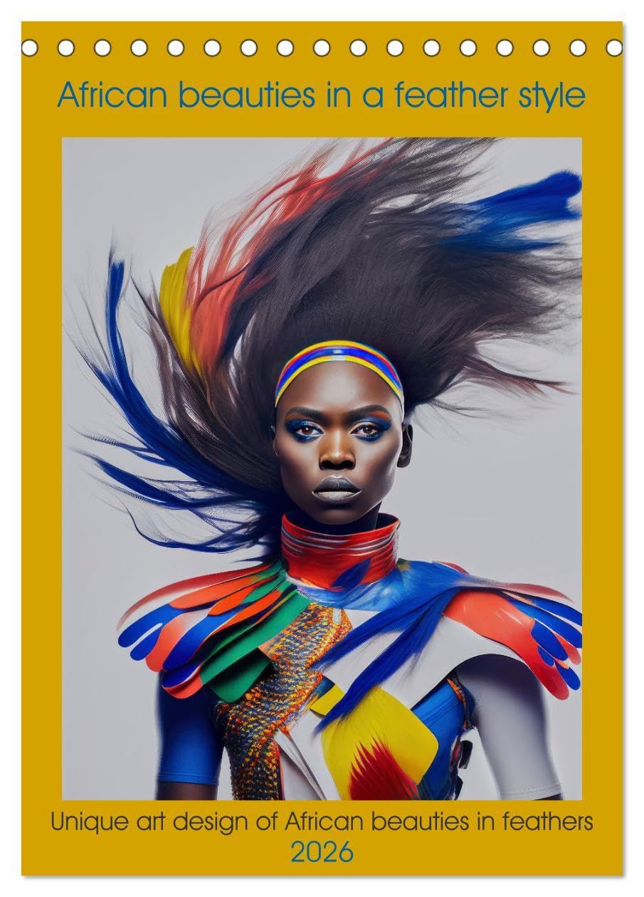 African beauties in a feather style (Desk Calendar 2026 DIN A5 portrait), CALVENDO 12 Month DeskCalendar: Unique art design of African beauties in feathers Social Sciences