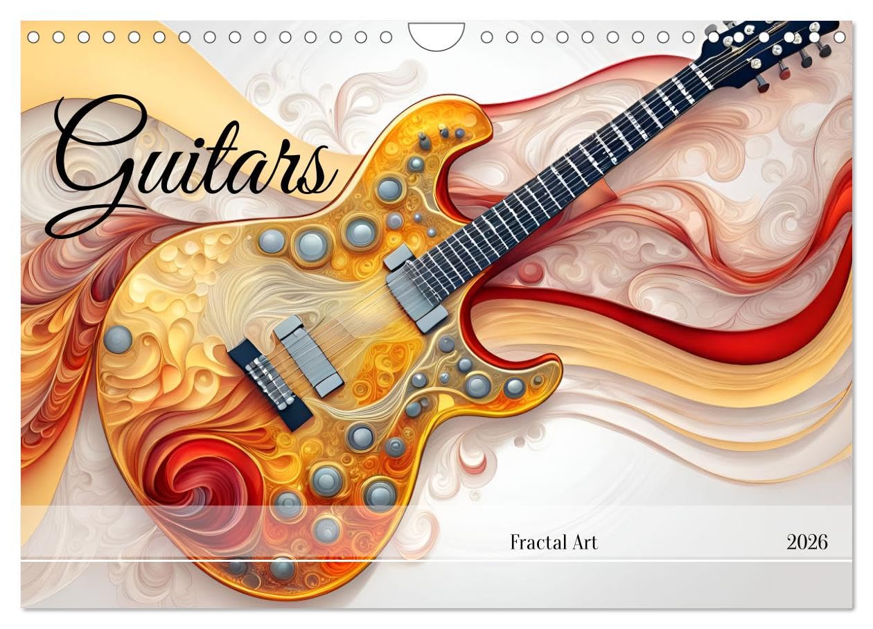 Guitars Fractal Art (Wall Calendar 2026 DIN A4 landscape), CALVENDO 12 Month Wall Calendar: Fascinating world of guitars, created with AI. Leisure, Home & Garden