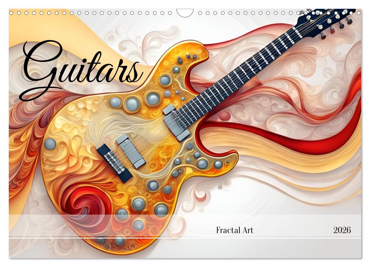 Guitars Fractal Art (Wall Calendar 2026 DIN A3 landscape), CALVENDO 12 Month Wall Calendar: Fascinating world of guitars, created with AI. Leisure, Home & Garden