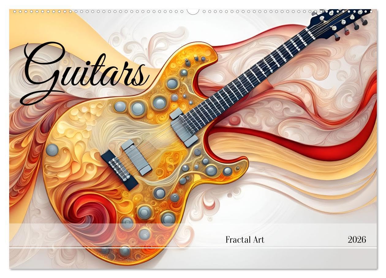 Guitars Fractal Art (Wall Calendar 2026 DIN A2 landscape), CALVENDO 12 Month Wall Calendar: Fascinating world of guitars, created with AI. Leisure, Home & Garden