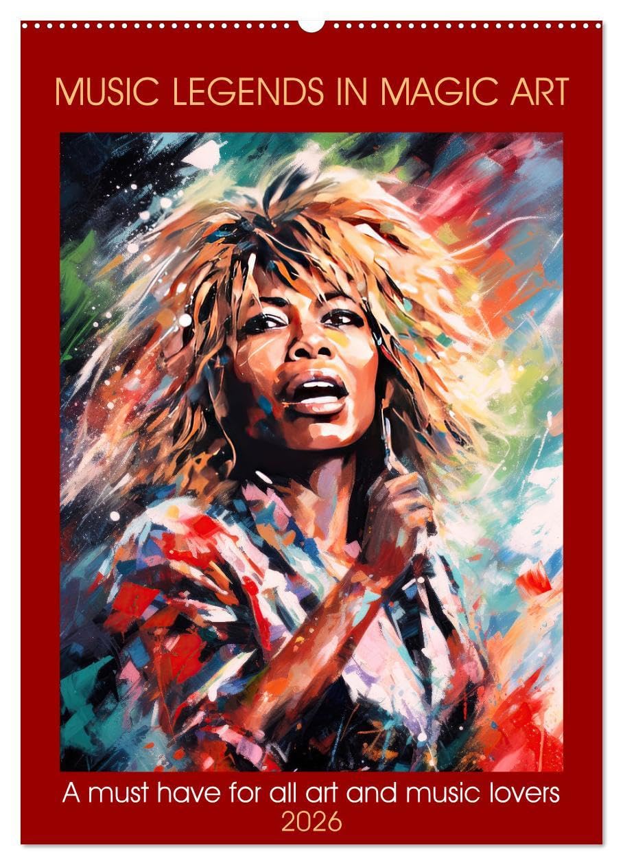 Music legends in magic art (Wall Calendar 2026 DIN A2 portrait), CALVENDO 12 Month Wall Calendar: A must have for all art and music lovers Film, Art & Culture
