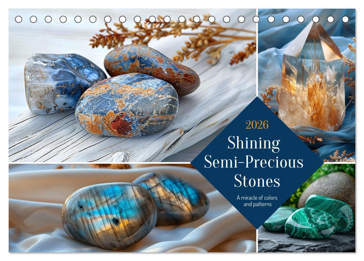 Shining Semi-Precious Stones (Desk Calendar 2026 DIN A5 landscape), CALVENDO 12 Month DeskCalendar: Gemstones - the colorful magic of nature Business & Technology