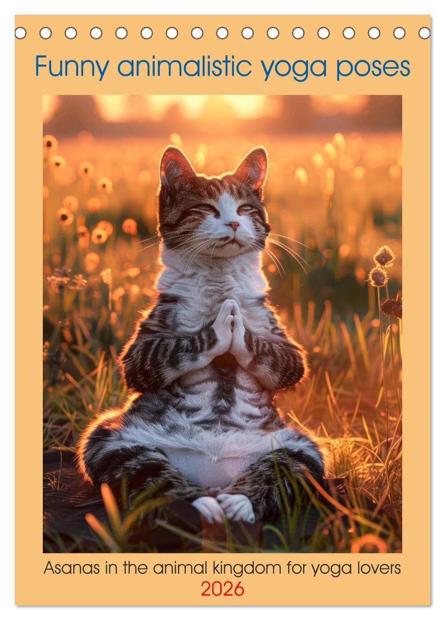 Funny animalistic yoga poses (Desk Calendar 2026 DIN A5 portrait), CALVENDO 12 Month DeskCalendar: Asanas in the animal kingdom for yoga lovers Leisure, Home & Garden