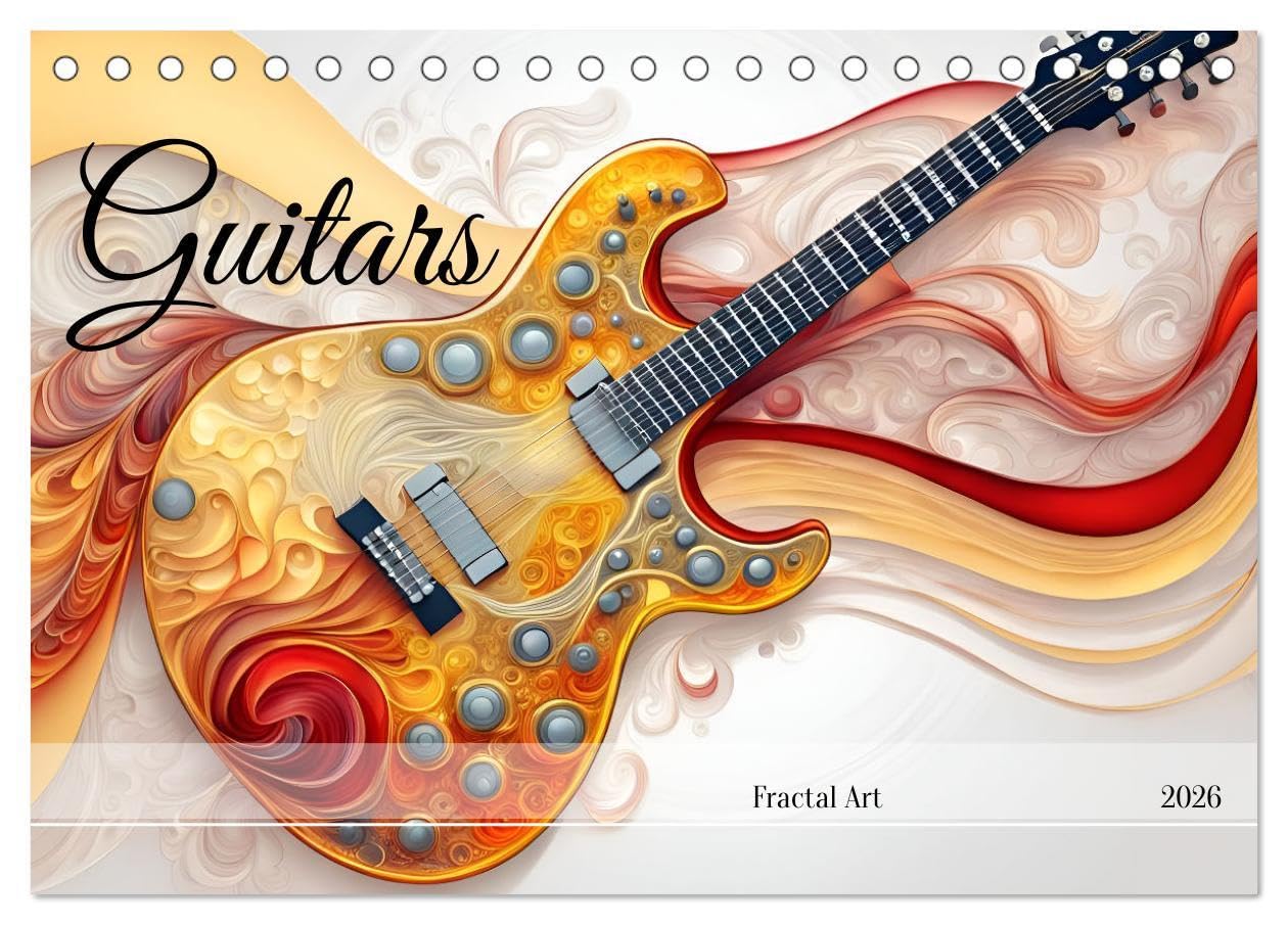 Guitars Fractal Art (Desk Calendar 2026 DIN A5 landscape), CALVENDO 12 Month DeskCalendar: Fascinating world of guitars, created with AI. Leisure, Home & Garden