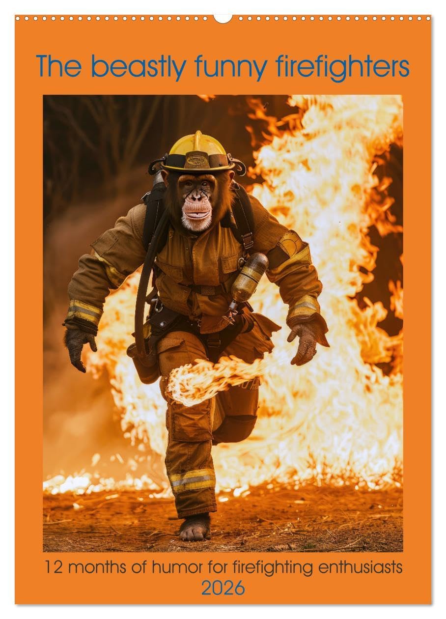 The beastly funny firefighters (Wall Calendar 2026 DIN A2 portrait), CALVENDO 12 Month Wall Calendar: 12 months of humor for firefighting enthusiasts Leisure, Home & Garden