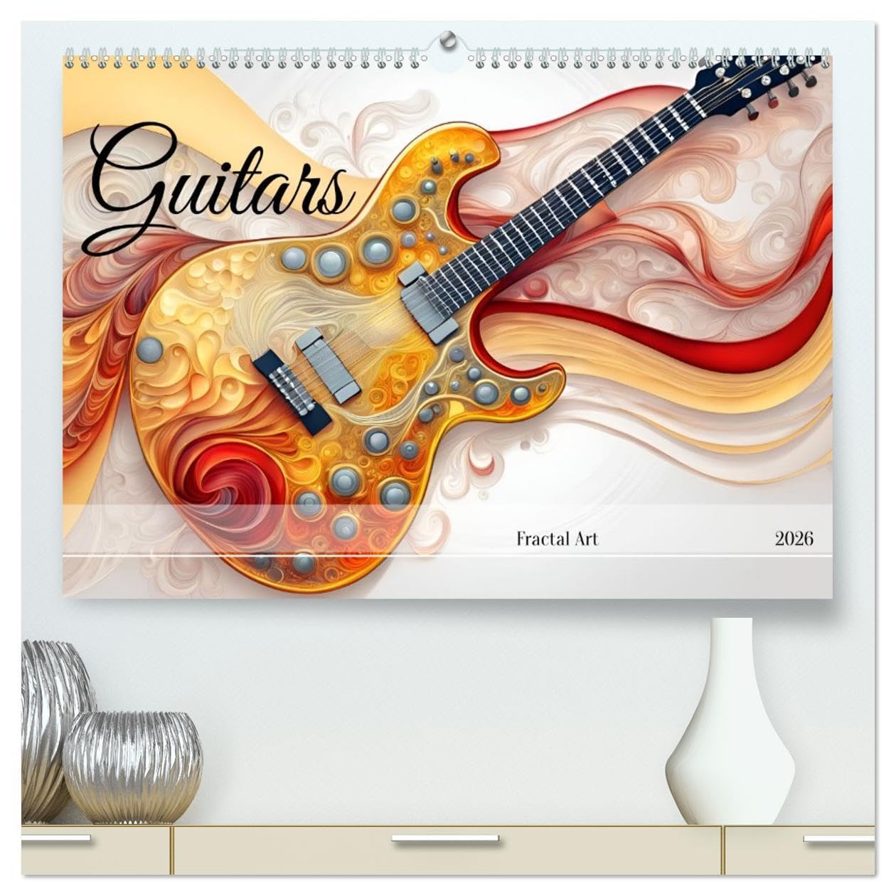 Guitars Fractal Art (High Quality Premium Wall Calendar 2026 DIN A2 landscape),CALVENDO 12 Month Wall Calendar: Fascinating world of guitars, created with AI. Leisure, Home & Garden