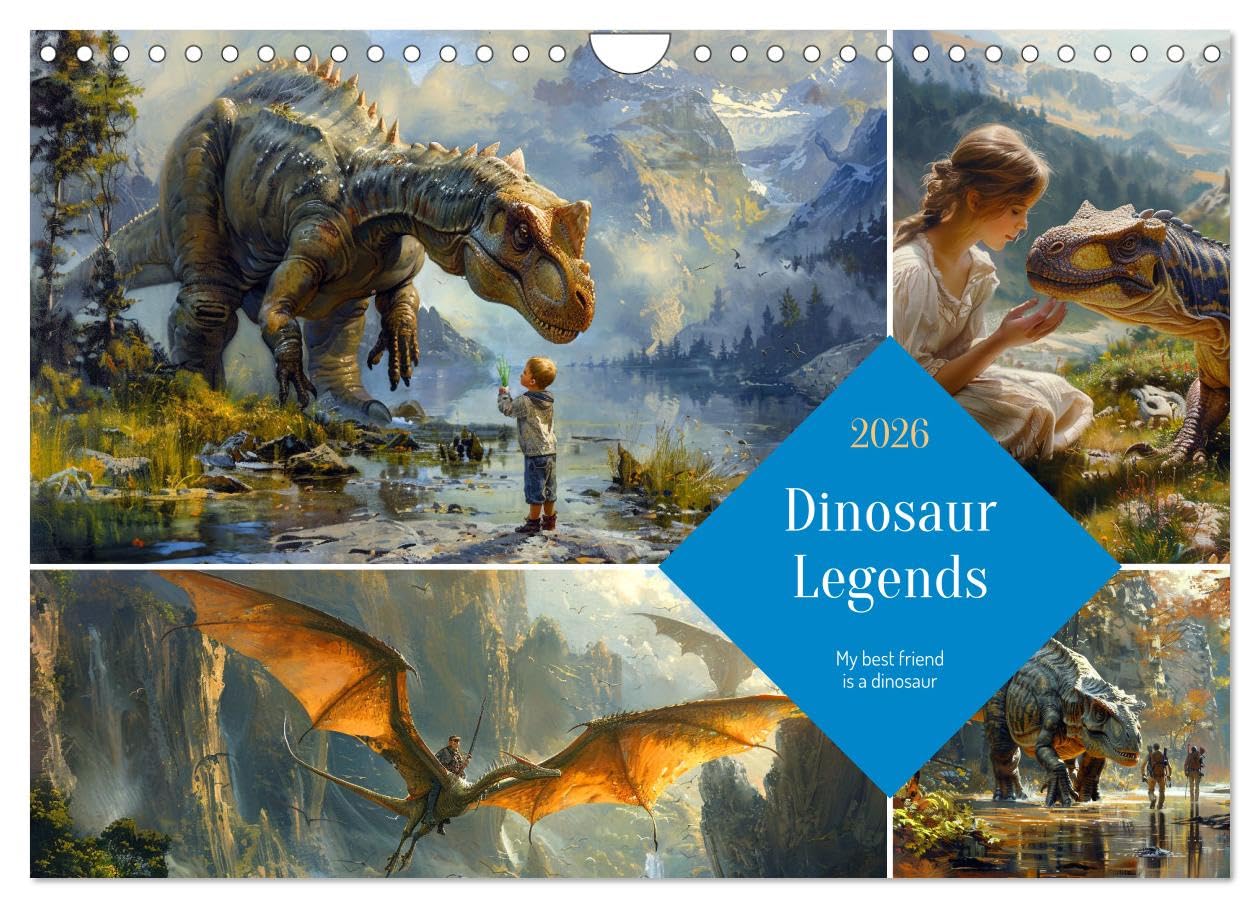 Dinosaur Legends (Wall Calendar 2026 DIN A4 landscape), CALVENDO 12 Month Wall Calendar: Embark on a timeless journey with humans and dinosaurs Social Sciences