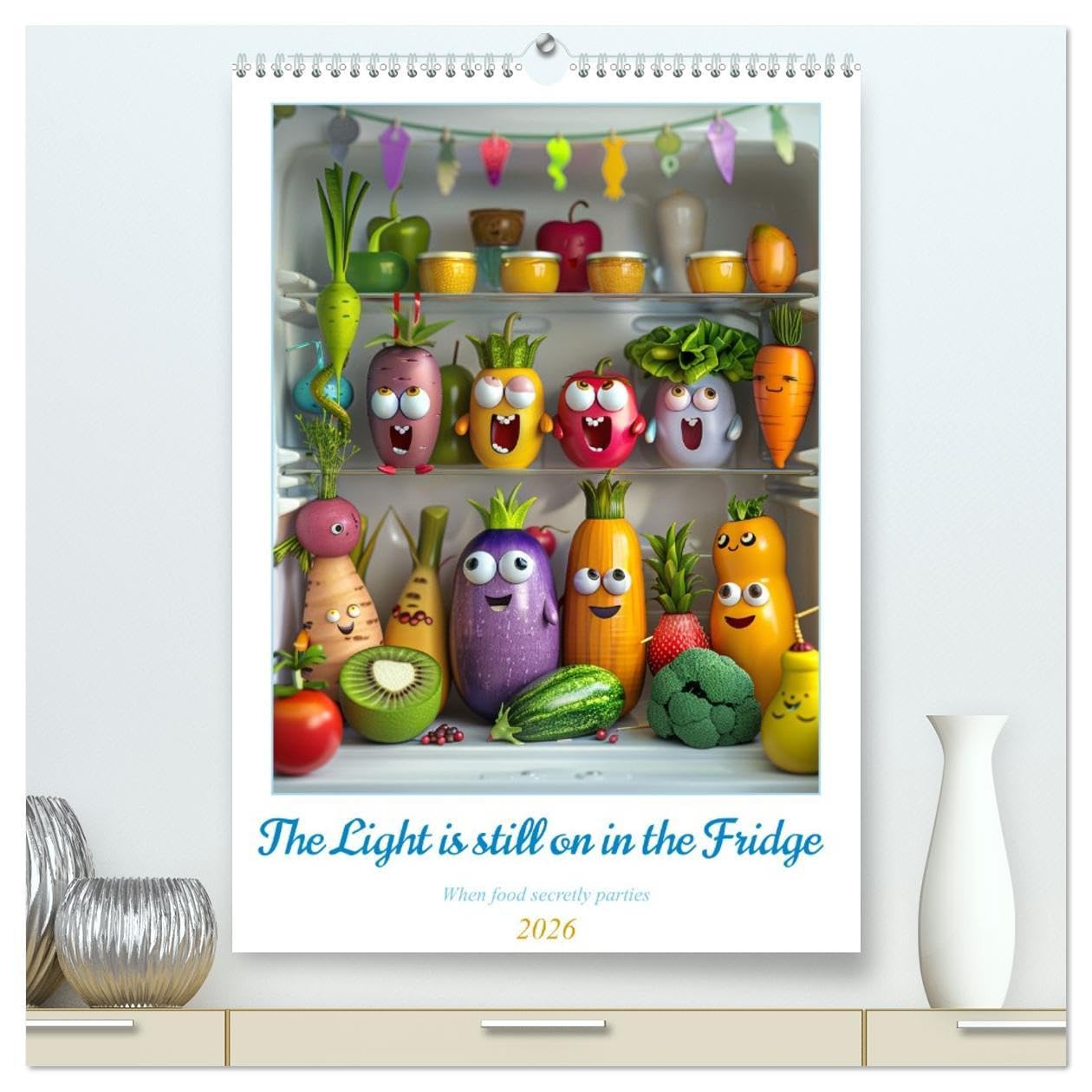 The Light ist still on in the Fridge (High Quality Premium Wall Calendar 2026 DIN A2 portrait),CALVENDO 12 Month Wall Calendar: Discover the secret party of food Social Sciences