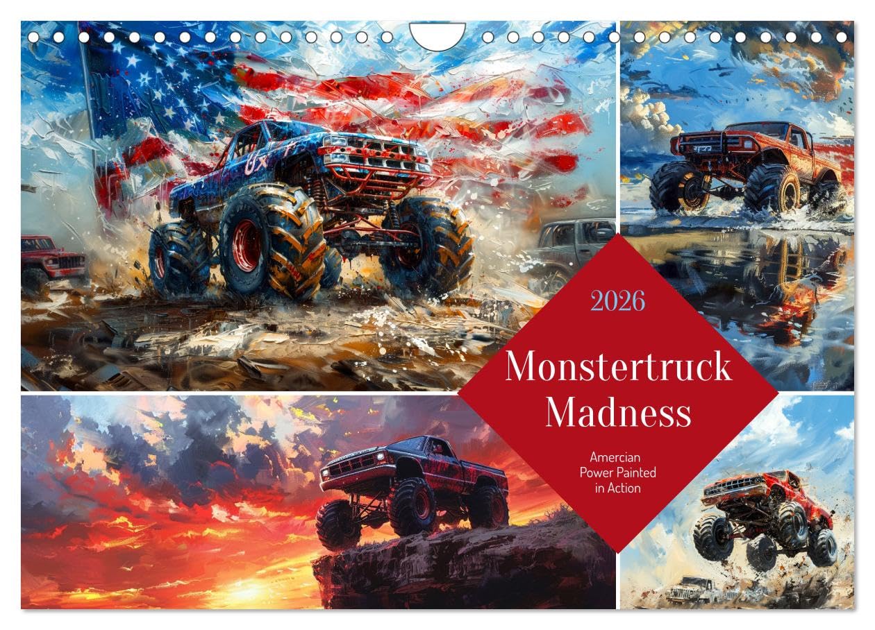 Monstertruck Madness (Wall Calendar 2026 DIN A4 landscape), CALVENDO 12 Month Wall Calendar: Wild paintings of untamable off-road tucks Leisure, Home & Garden