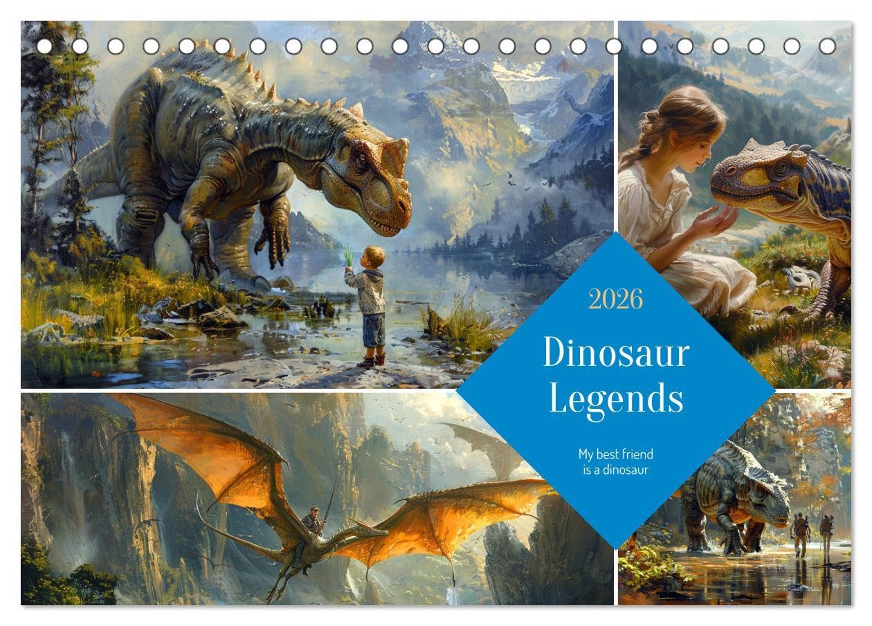 Dinosaur Legends (Desk Calendar 2026 DIN A5 landscape), CALVENDO 12 Month DeskCalendar: Embark on a timeless journey with humans and dinosaurs Social Sciences