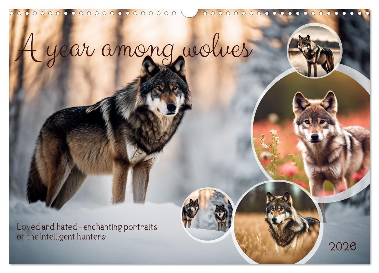 A year among wolves (Wall Calendar 2026 DIN A3 landscape), CALVENDO 12 Month Wall Calendar: Loved and hated - enchanting portraits of the intelligent hunters Natural Sciences
