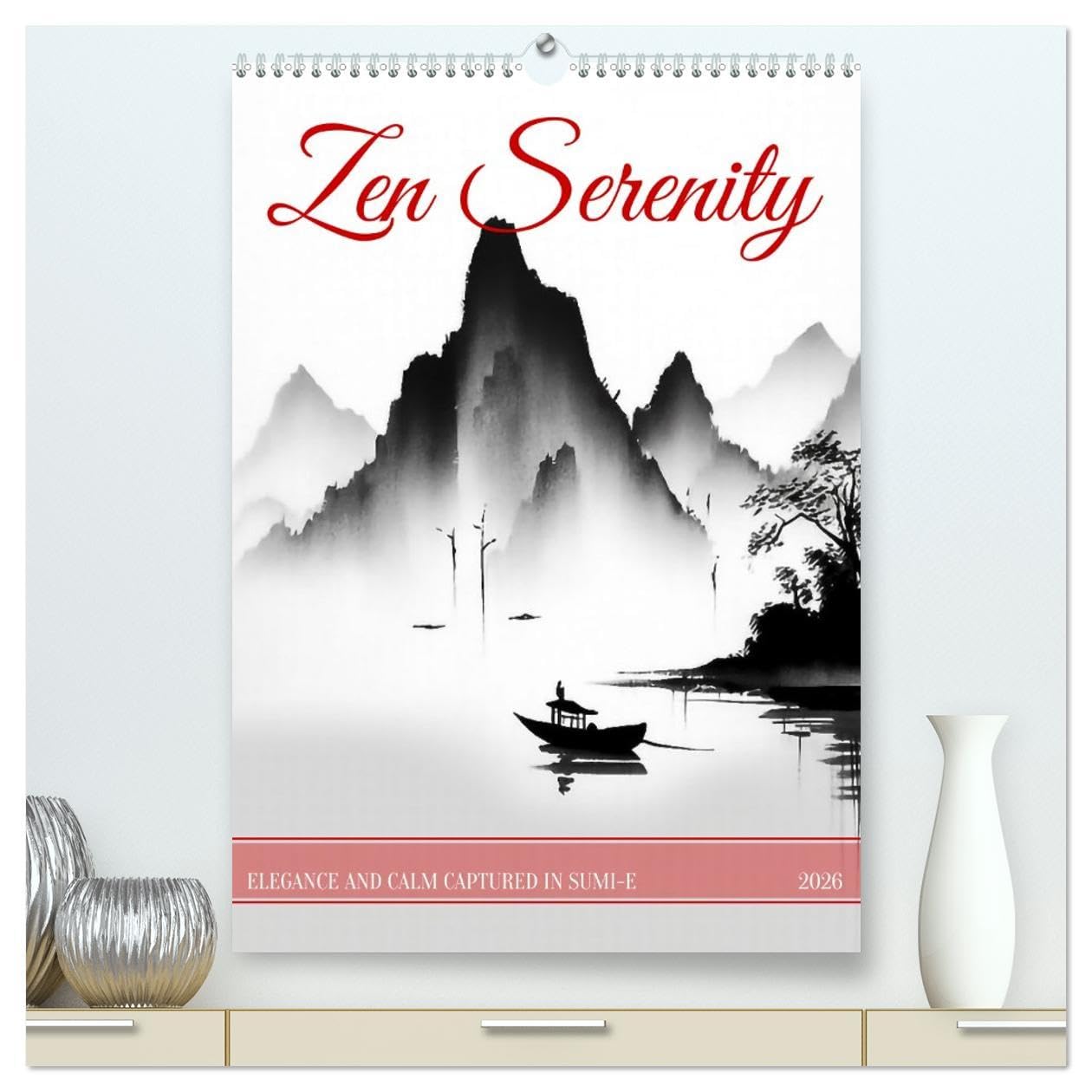 Zen Serenity (High Quality Premium Wall Calendar 2026 DIN A2 portrait),CALVENDO 12 Month Wall Calendar: Japanese ink drawings created by AI Sumi-E Hobbies & Crafts