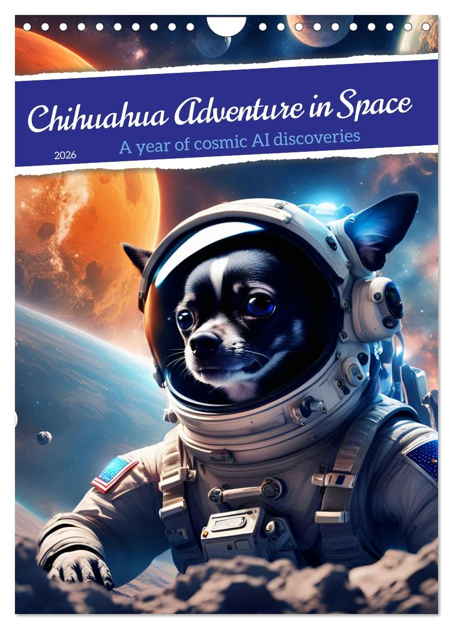 Chihuahua Adventure in Space (Wall Calendar 2026 DIN A4 portrait), CALVENDO 12 Month Wall Calendar: Cute AI Chihuahua astronaut explores space Religion & Esotericism