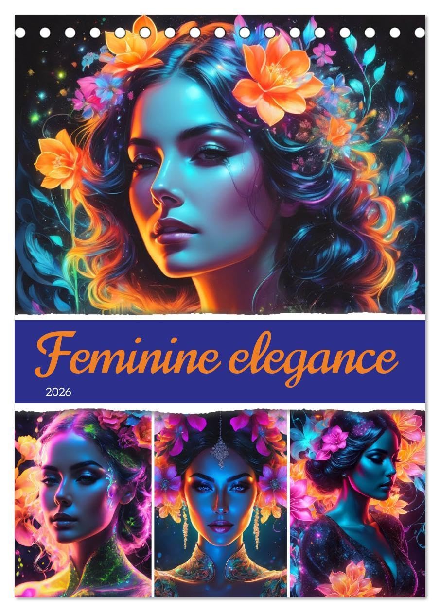 Feminine elegance (Desk Calendar 2026 DIN A5 portrait), CALVENDO 12 Month DeskCalendar: Discover the captivating beauty of our portraits of women enhanced by lighting effects. Social Sciences