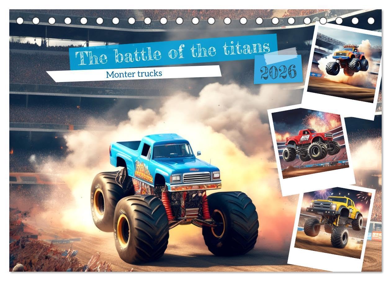 The battle of the titans (Desk Calendar 2026 DIN A5 landscape), CALVENDO 12 Month DeskCalendar: The incredible performance of monster trucks. Books