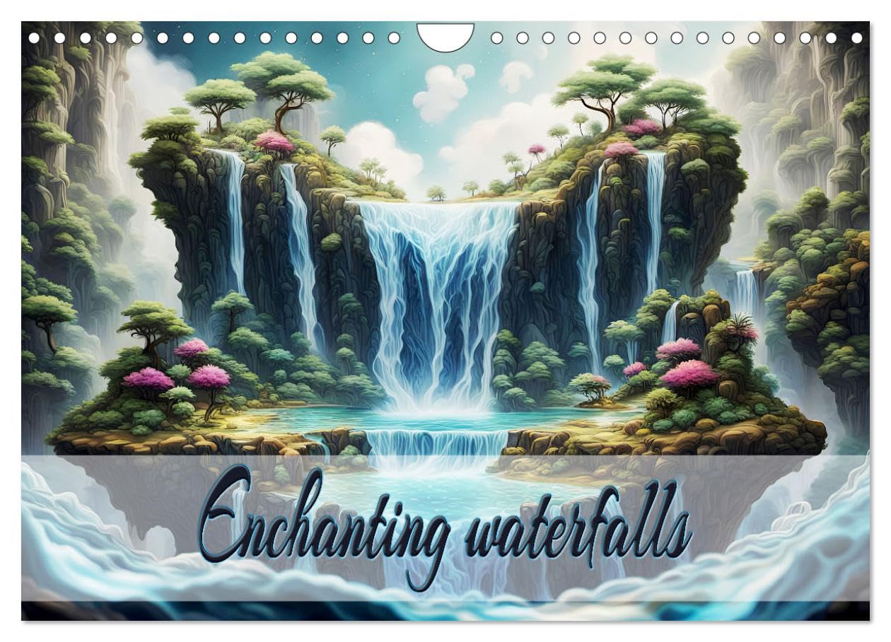 Enchanting waterfalls (Wall Calendar 2026 DIN A4 landscape), CALVENDO 12 Month Wall Calendar: Unique enchanted waterfalls, generated with AI. Film, Art & Culture