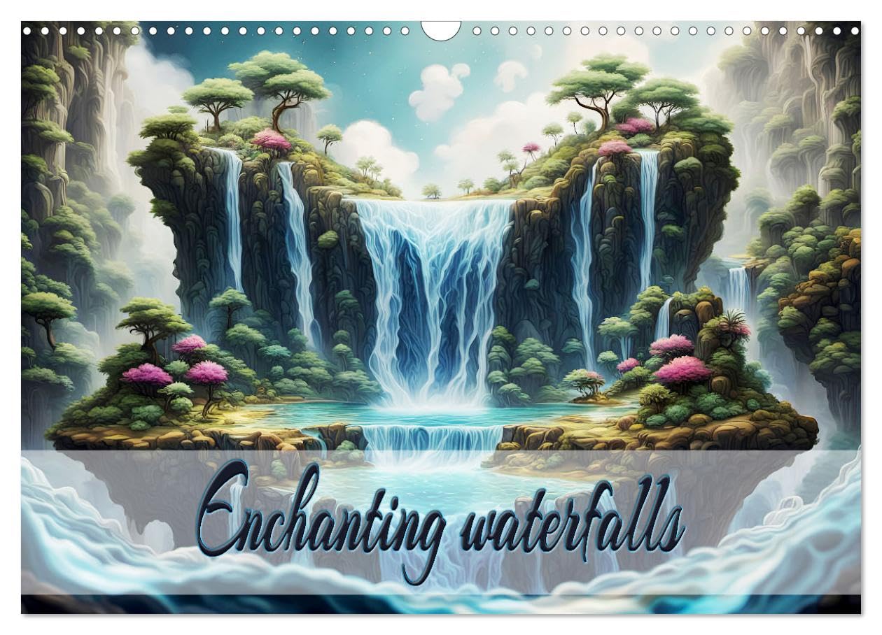 Enchanting waterfalls (Wall Calendar 2026 DIN A3 landscape), CALVENDO 12 Month Wall Calendar: Unique enchanted waterfalls, generated with AI. Film, Art & Culture