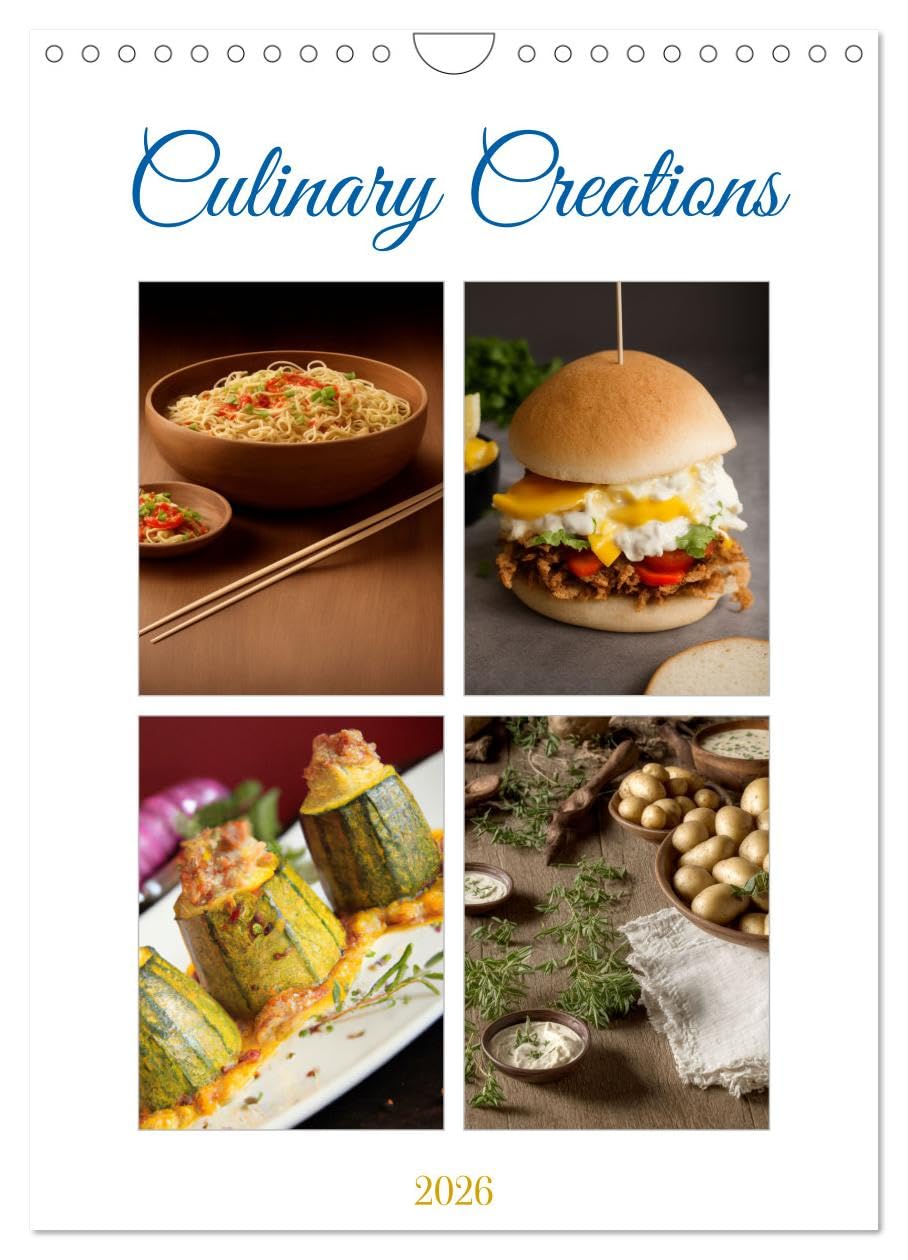 Culinary Creations (Wall Calendar 2026 DIN A4 portrait), CALVENDO 12 Month Wall Calendar: Culinary preparations generated by AI Social Sciences