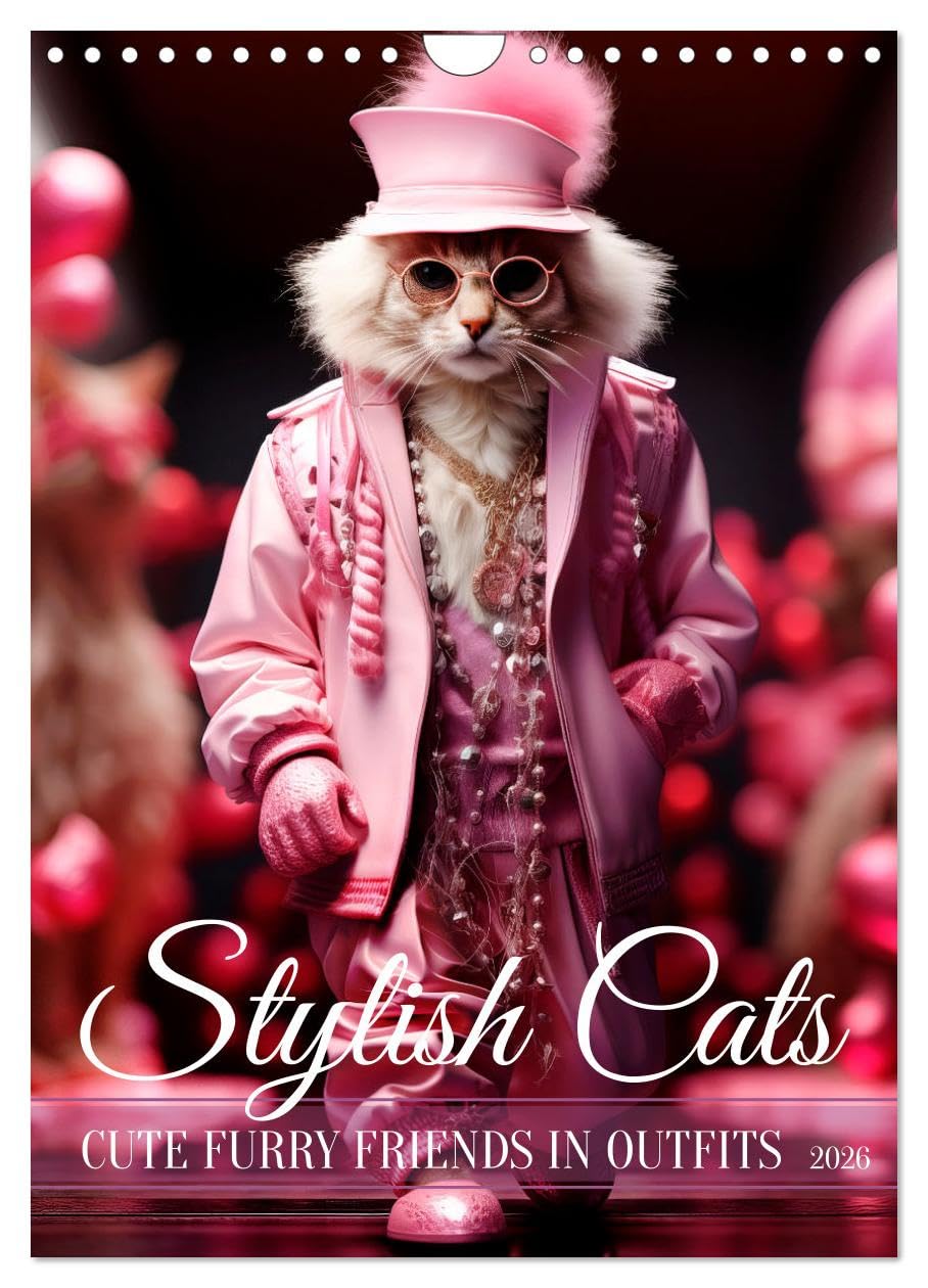 Stylish cats (Wall Calendar 2026 DIN A4 portrait), CALVENDO 12 Month Wall Calendar: Cute furry friends in outfits Natural Sciences