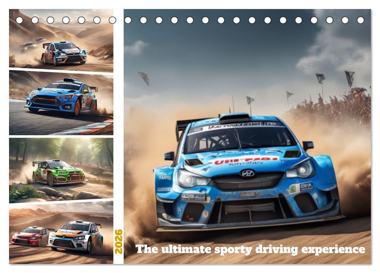 The ultimate sporty driving experience (Desk Calendar 2026 DIN A5 landscape), CALVENDO 12 Month DeskCalendar: Experience the ultimate sports driving experience with our AI-created rally cars. Books