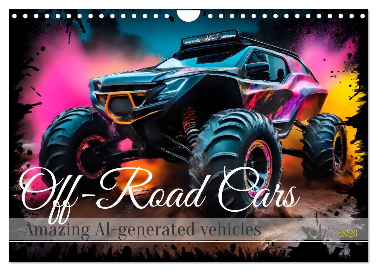 OFF-ROAD CARS Amazing AI-generated vehicles (Wall Calendar 2026 DIN A4 landscape), CALVENDO 12 Month Wall Calendar: Feeling of dynamic street scenes Leisure, Home & Garden