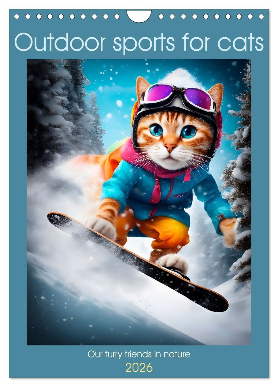 Outdoor sports for cats (Wall Calendar 2026 DIN A4 portrait), CALVENDO 12 Month Wall Calendar: Our furry friends in nature Leisure & Fun