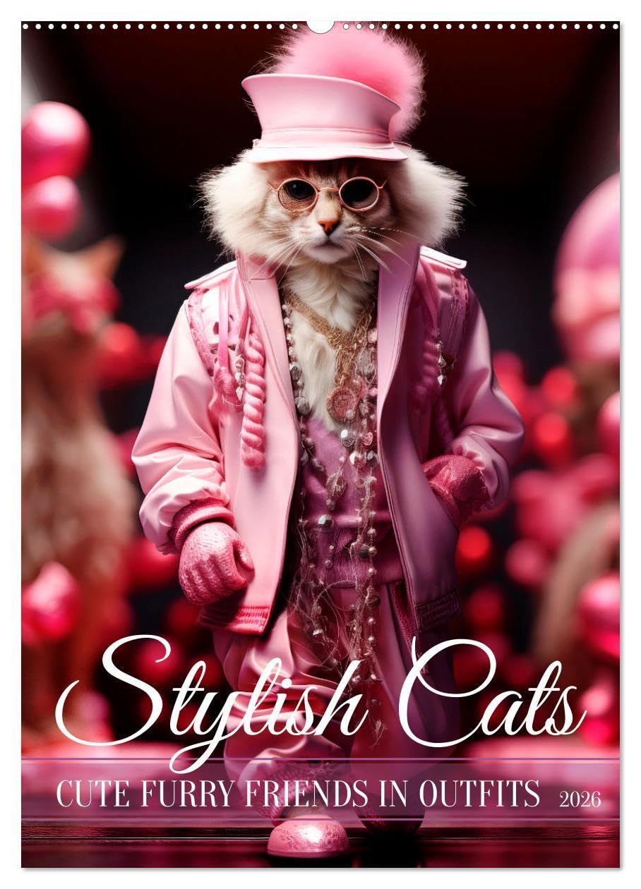 Stylish cats (Wall Calendar 2026 DIN A2 portrait), CALVENDO 12 Month Wall Calendar: Cute furry friends in outfits Natural Sciences
