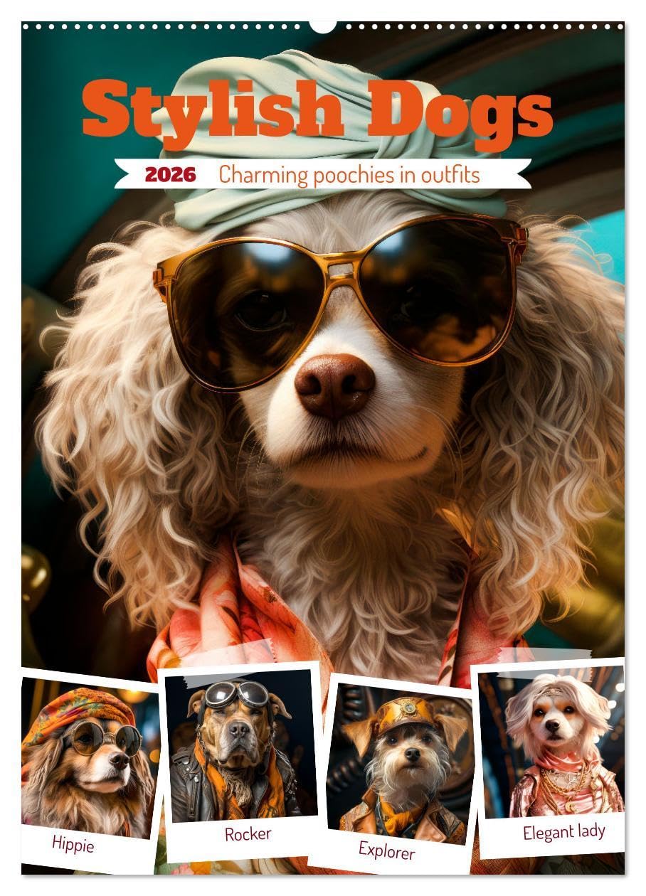 Stylish Dogs (Wall Calendar 2026 DIN A2 portrait), CALVENDO 12 Month Wall Calendar: Charming poochies in outfits Natural Sciences