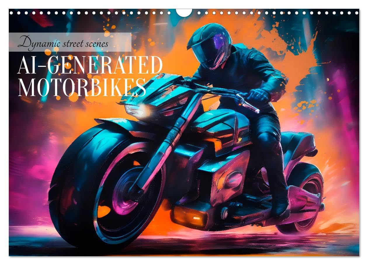 DYNAMIC STREET SCENES AI-generated motorbikes (Wall Calendar 2026 DIN A3 landscape), CALVENDO 12 Month Wall Calendar: Cool artistic impressions Leisure, Home & Garden