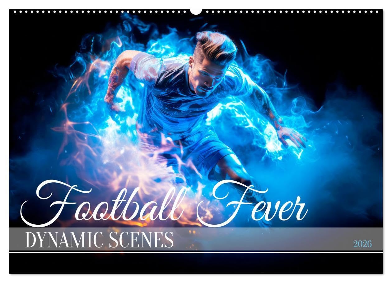 FOOTBALL FEVER Dynamic scenes (Wall Calendar 2026 DIN A2 landscape), CALVENDO 12 Month Wall Calendar: Cool moves and fast game Film, Art & Culture