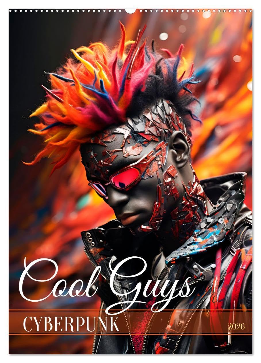 CYBERPUNK Cool guys (Wall Calendar 2026 DIN A2 portrait), CALVENDO 12 Month Wall Calendar: Rebels in the era of AI technology Film, Art & Culture