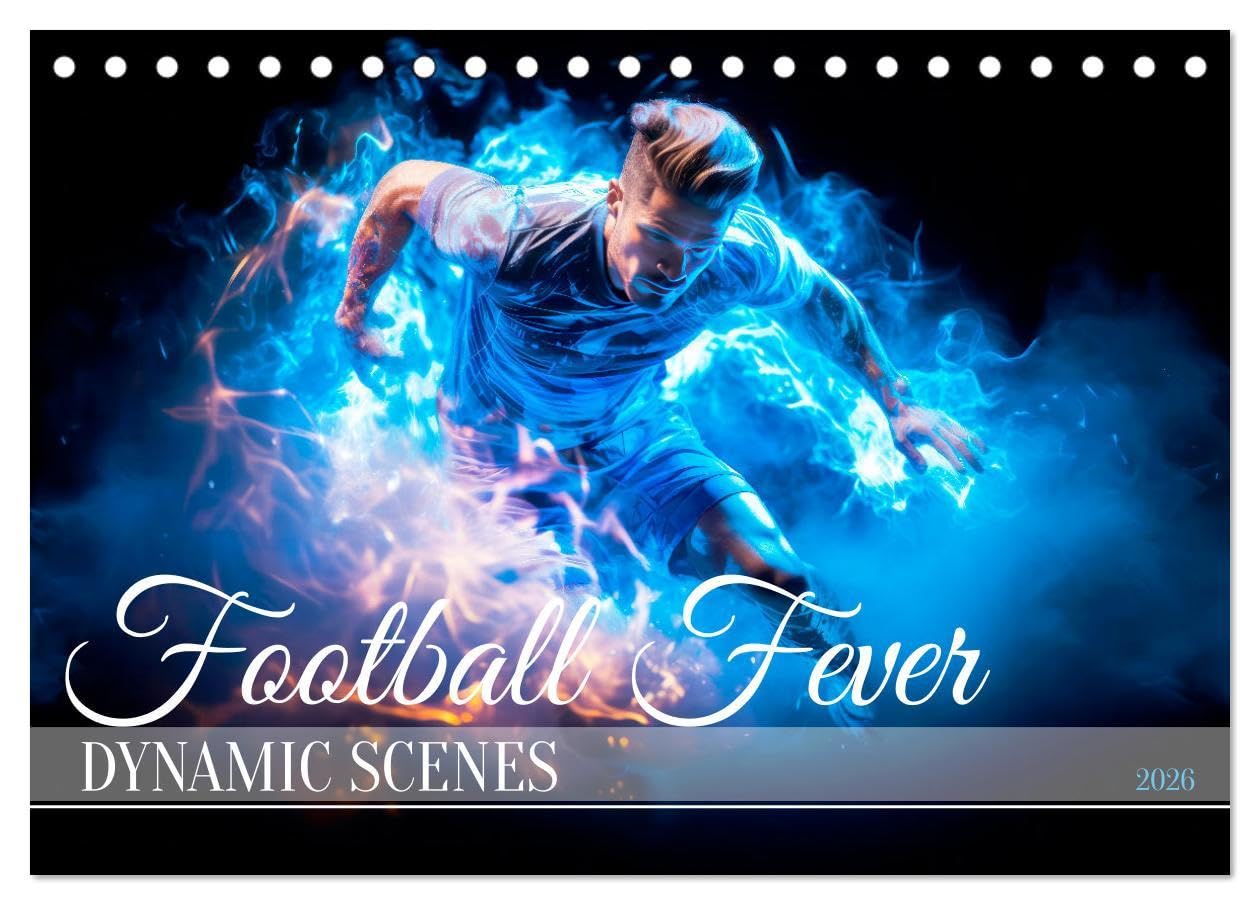 FOOTBALL FEVER Dynamic scenes (Desk Calendar 2026 DIN A5 landscape), CALVENDO 12 Month DeskCalendar: Cool moves and fast game Film, Art & Culture