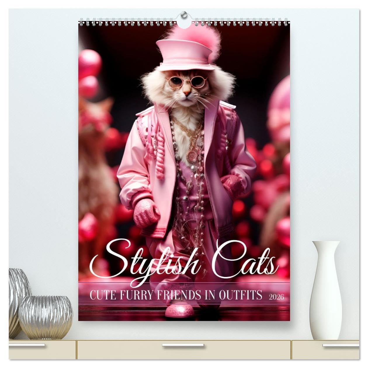 Stylish cats (High Quality Premium Wall Calendar 2026 DIN A2 portrait),CALVENDO 12 Month Wall Calendar: Cute furry friends in outfits Natural Sciences