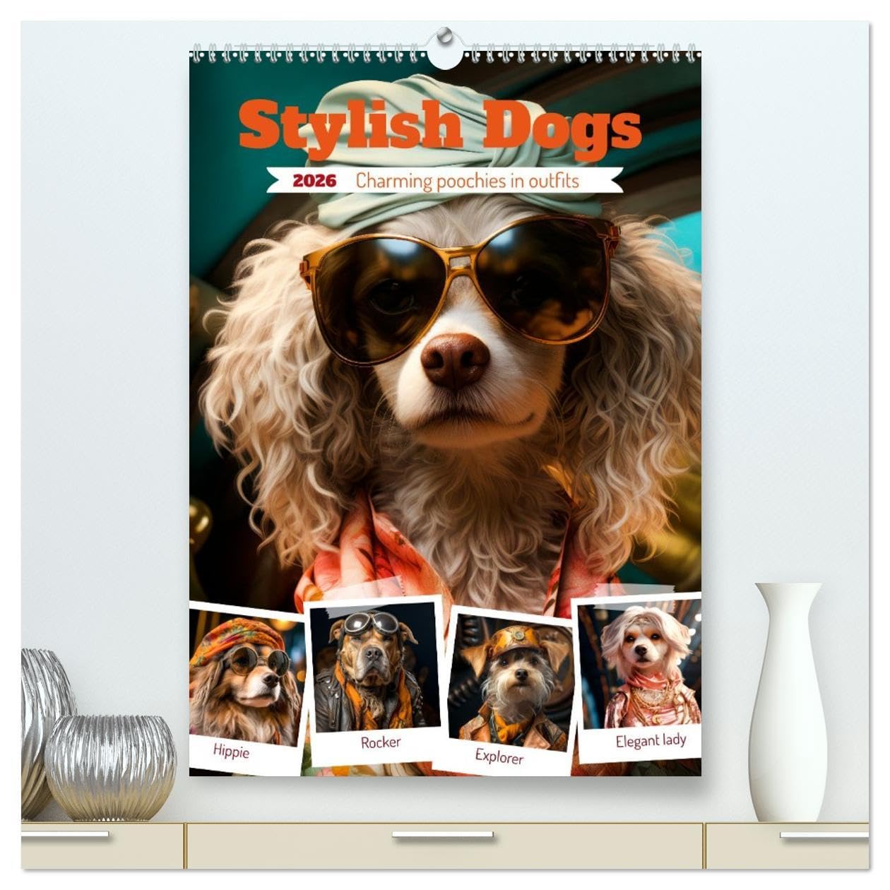 Stylish Dogs (High Quality Premium Wall Calendar 2026 DIN A2 portrait),CALVENDO 12 Month Wall Calendar: Charming poochies in outfits Natural Sciences
