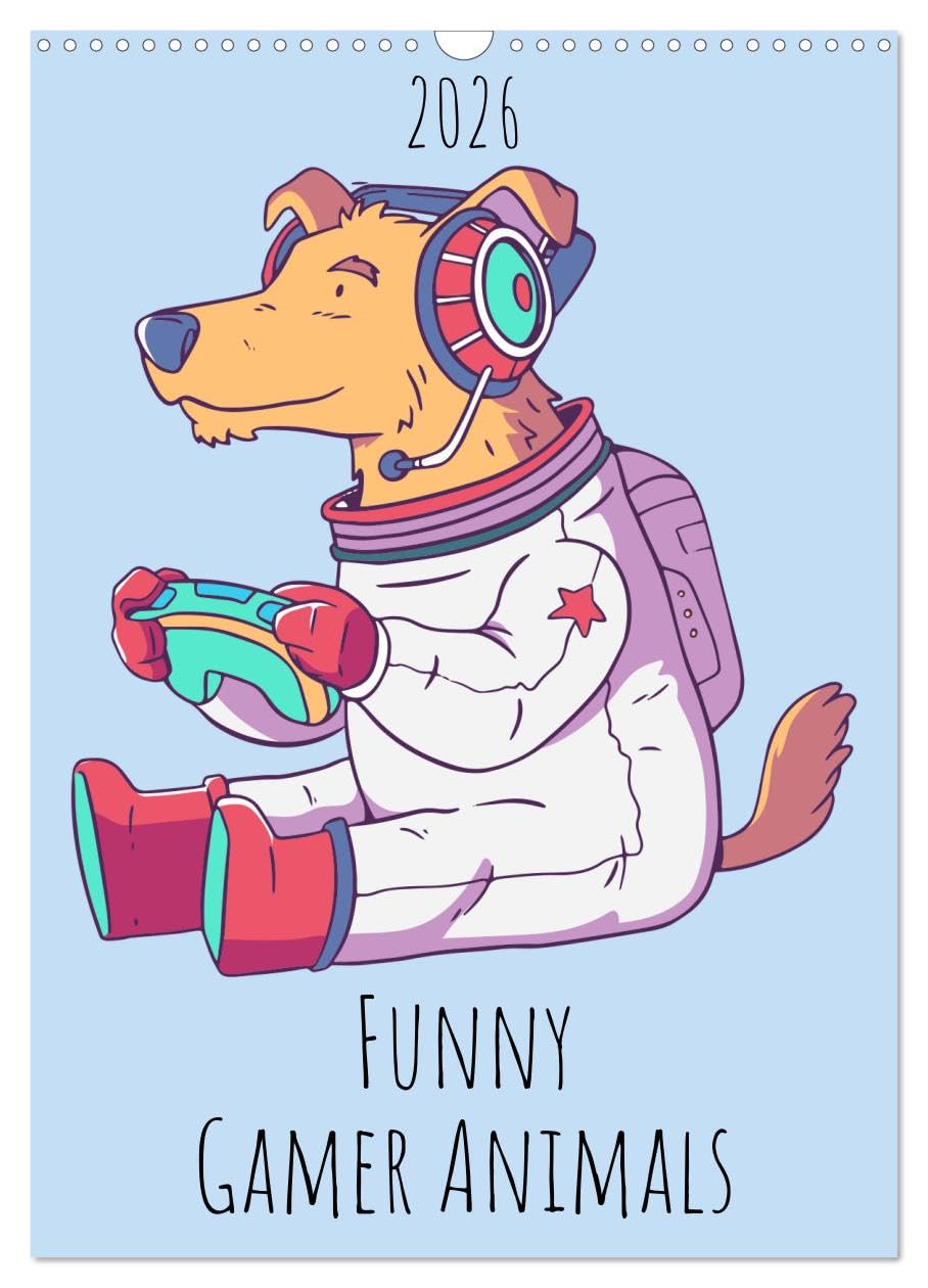Funny Gamer Animals (Wall Calendar 2026 DIN A3 portrait), CALVENDO 12 Month Wall Calendar: A year-round gaming adventure with cute little animals playing on consoles. Leisure & Fun