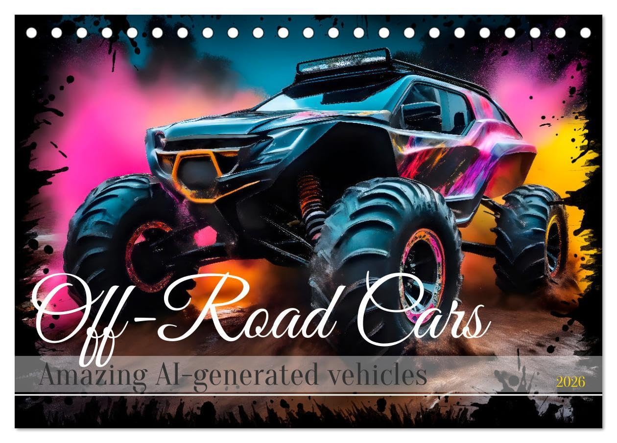 OFF-ROAD CARS Amazing AI-generated vehicles (Desk Calendar 2026 DIN A5 landscape), CALVENDO 12 Month DeskCalendar: Feeling of dynamic street scenes Leisure, Home & Garden