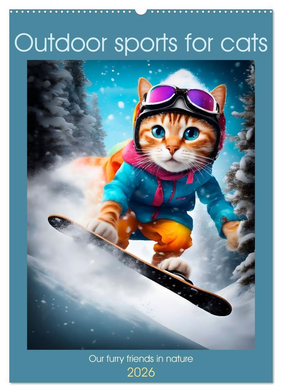 Outdoor sports for cats (Wall Calendar 2026 DIN A2 portrait), CALVENDO 12 Month Wall Calendar: Our furry friends in nature Leisure & Fun