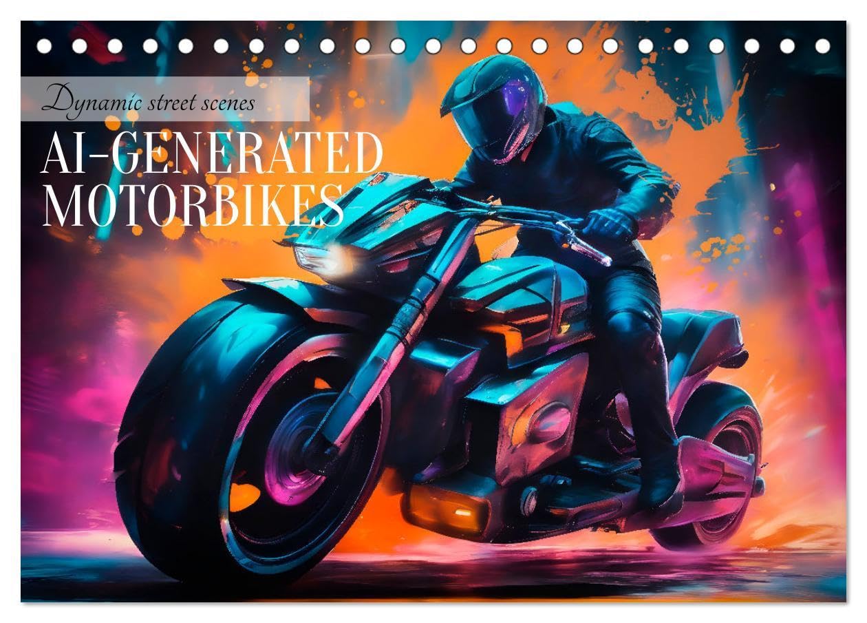 DYNAMIC STREET SCENES AI-generated motorbikes (Desk Calendar 2026 DIN A5 landscape), CALVENDO 12 Month DeskCalendar: Cool artistic impressions Leisure, Home & Garden