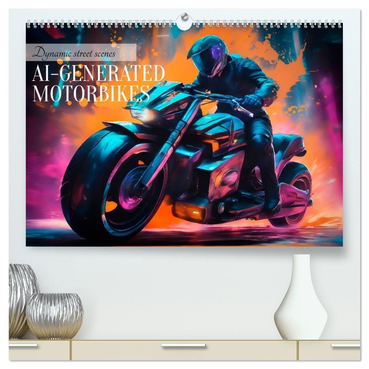 DYNAMIC STREET SCENES AI-generated motorbikes (High Quality Premium Wall Calendar 2026 DIN A2 landscape),CALVENDO 12 Month Wall Calendar: Cool artistic impressions Leisure, Home & Garden