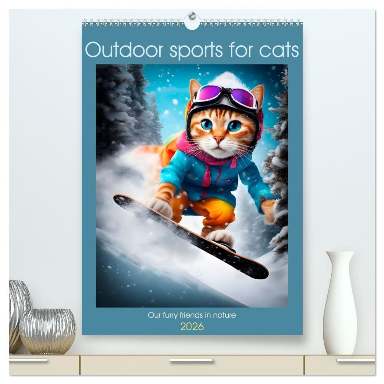 Outdoor sports for cats (High Quality Premium Wall Calendar 2026 DIN A2 portrait),CALVENDO 12 Month Wall Calendar: Our furry friends in nature Leisure & Fun