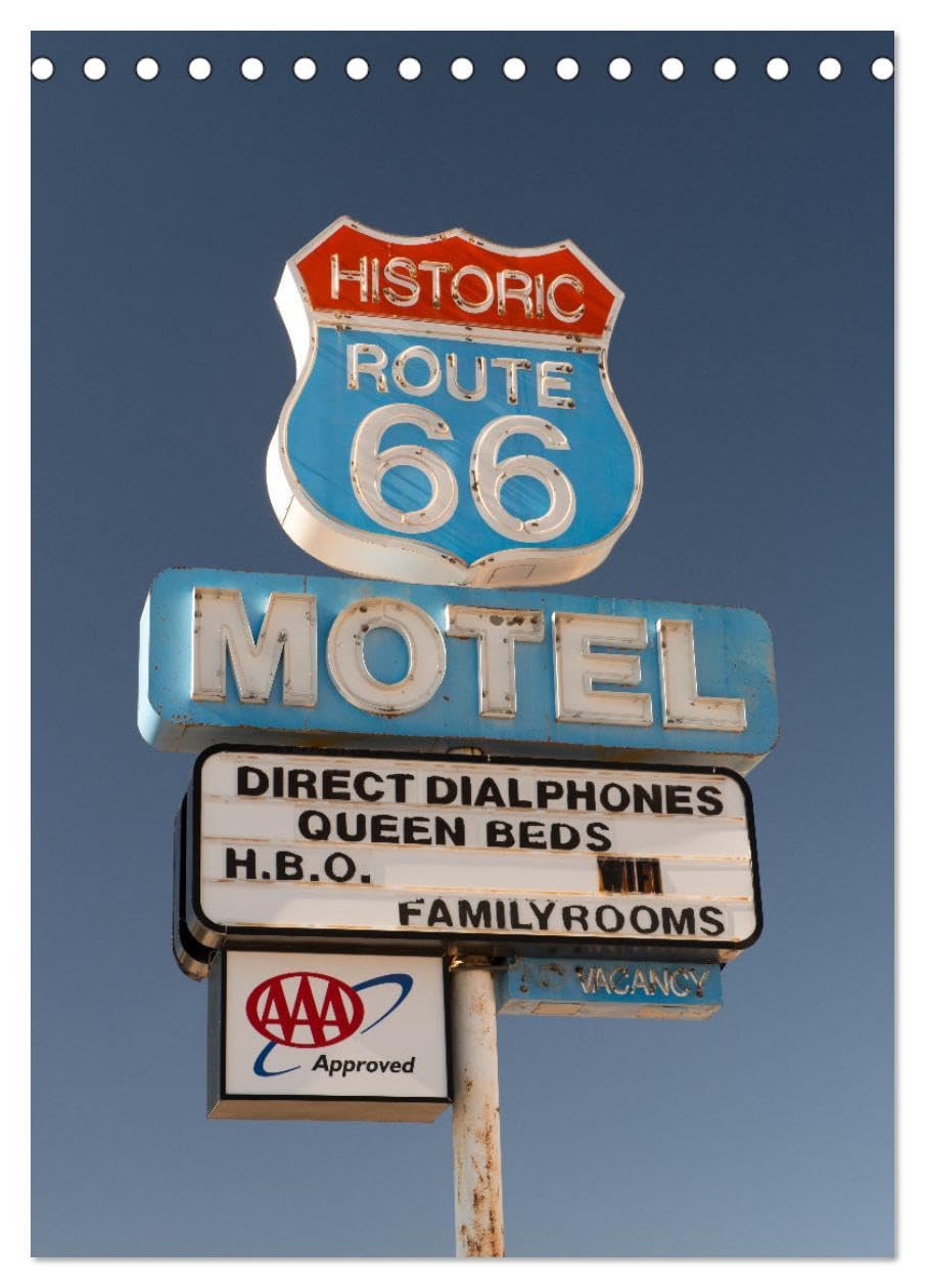Historic Route 66 Motel (Desk Calendar 2026 DIN A5 portrait), CALVENDO 12 Month DeskCalendar: The old Motel signs are the soul of Route 66 Film, Art & Culture