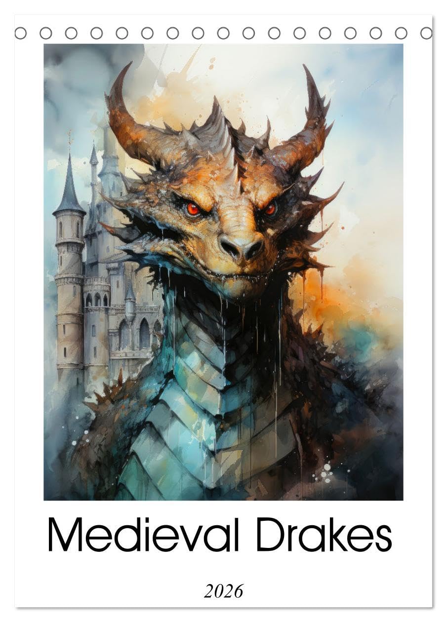 Medieval Drakes (Desk Calendar 2026 DIN A5 portrait), CALVENDO 12 Month DeskCalendar: Embark on a mystical journey through the medieval realms with ... featuring captivating digital artwork. Hobbies & Crafts