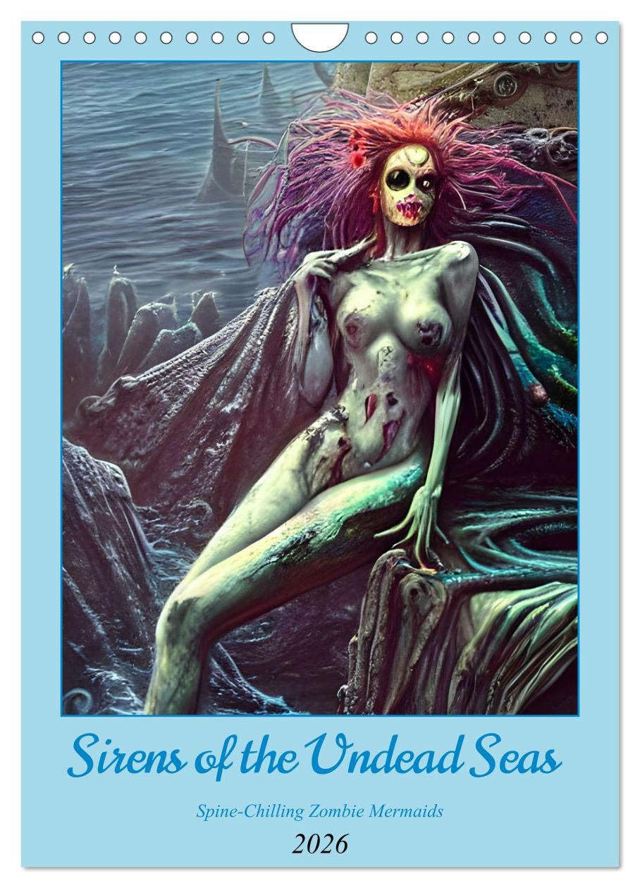Sirens of the Undead Seas (Wall Calendar 2026 DIN A4 portrait), CALVENDO 12 Month Wall Calendar: Spine-Chilling Zombie Mermaids Horror & Mystery